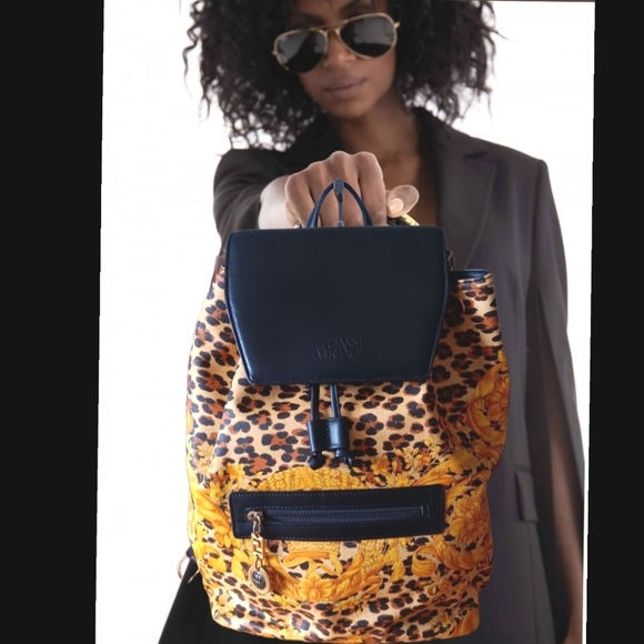 Gianni Versace ✨️LIKE NEW GOLD ERA Vintage Leopard Sunburst Backpack - Picture 7 of 17